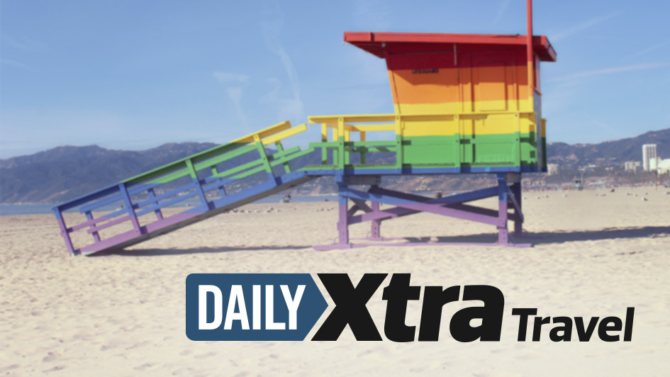 Daily Xtra Travel on a rainbow-coloured beach lifeguard tower